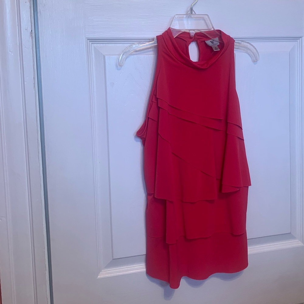 Windsor Coral-Red Tiered Halter Mini Dress